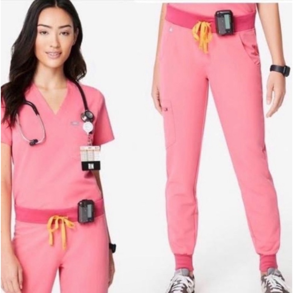 Figs Zamora jogger scrubs - neon pink